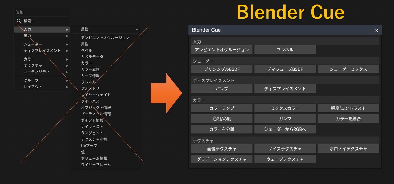 Shift+Q で、ノード追加が一瞬に。